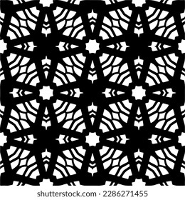 Patrones abstractos en blanco y negro.Patrón de repetición monocromo sin foco para páginas web, texturas, tarjetas, afiches, tejidos, textiles.