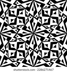 Patrones abstractos en blanco y negro.Patrón de repetición monocromo sin foco para páginas web, texturas, tarjetas, afiches, tejidos, textiles.