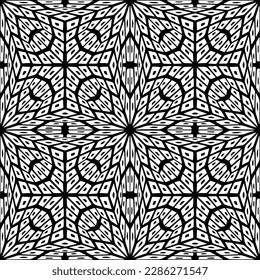Patrones abstractos en blanco y negro.Patrón de repetición monocromo sin foco para páginas web, texturas, tarjetas, afiches, tejidos, textiles.