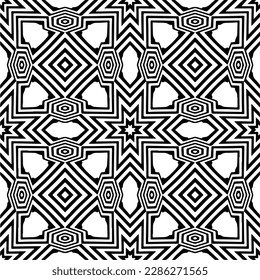 Black and white abstract patterns.Seamless monochrome repeating pattern for web page, textures, card, poster, fabric, textile.