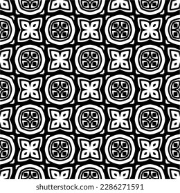 Patrones abstractos en blanco y negro.Patrón de repetición monocromo sin foco para páginas web, texturas, tarjetas, afiches, tejidos, textiles.