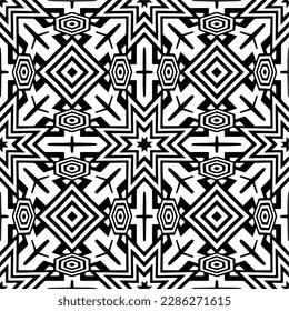 Schwarz-Weiß abstrakte Muster.Nahtlose monochrome Wiederholung Muster für Webseiten, Texturen, Karten, Poster, Gewebe, Textilien.