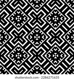 Patrones abstractos en blanco y negro.Patrón de repetición monocromo sin foco para páginas web, texturas, tarjetas, afiches, tejidos, textiles.