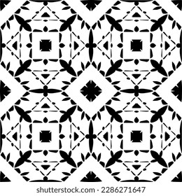 Patrones abstractos en blanco y negro.Patrón de repetición monocromo sin foco para páginas web, texturas, tarjetas, afiches, tejidos, textiles.