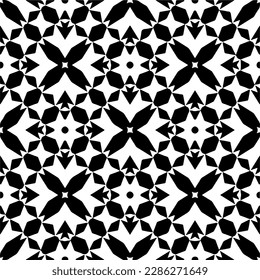 Patrones abstractos en blanco y negro.Patrón de repetición monocromo sin foco para páginas web, texturas, tarjetas, afiches, tejidos, textiles.
