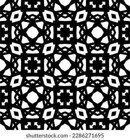 Patrones abstractos en blanco y negro.Patrón de repetición monocromo sin foco para páginas web, texturas, tarjetas, afiches, tejidos, textiles.