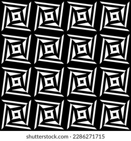 Patrones abstractos en blanco y negro.Patrón de repetición monocromo sin foco para páginas web, texturas, tarjetas, afiches, tejidos, textiles.