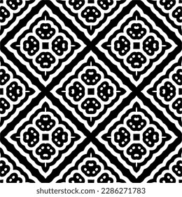 Patrones abstractos en blanco y negro.Patrón de repetición monocromo sin foco para páginas web, texturas, tarjetas, afiches, tejidos, textiles.