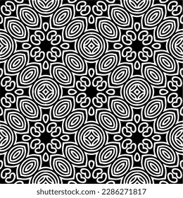 Black and white abstract patterns.Seamless monochrome repeating pattern for web page, textures, card, poster, fabric, textile.