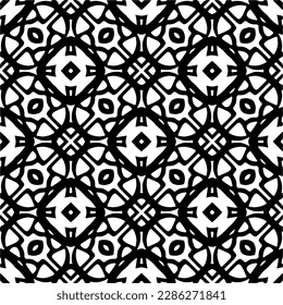 Black and white abstract patterns.Seamless monochrome repeating pattern for web page, textures, card, poster, fabric, textile.