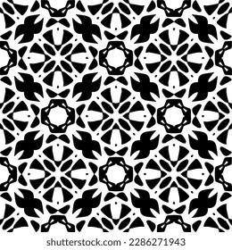 Black and white abstract patterns.Seamless monochrome repeating pattern for web page, textures, card, poster, fabric, textile.