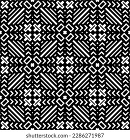 Black and white abstract patterns.Seamless monochrome repeating pattern for web page, textures, card, poster, fabric, textile.