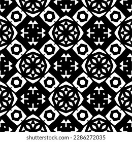 Black and white abstract patterns.Seamless monochrome repeating pattern for web page, textures, card, poster, fabric, textile.