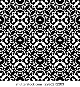 Patrones abstractos en blanco y negro.Patrón de repetición monocromo sin foco para páginas web, texturas, tarjetas, afiches, tejidos, textiles.