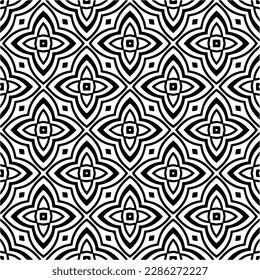 Black and white abstract patterns.Seamless monochrome repeating pattern for web page, textures, card, poster, fabric, textile.