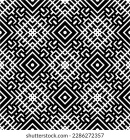 Black and white abstract patterns.Seamless monochrome repeating pattern for web page, textures, card, poster, fabric, textile.