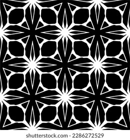 Patrones abstractos en blanco y negro.Patrón de repetición monocromo sin foco para páginas web, texturas, tarjetas, afiches, tejidos, textiles.