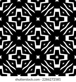 Patrones abstractos en blanco y negro.Patrón de repetición monocromo sin foco para páginas web, texturas, tarjetas, afiches, tejidos, textiles.