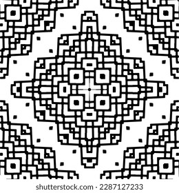 
Patrones abstractos en blanco y negro.Patrón de repetición monocromo sin foco para páginas web, texturas, tarjetas, afiches, tejidos, textiles.