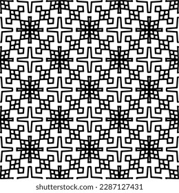 
Patrones abstractos en blanco y negro.Patrón de repetición monocromo sin foco para páginas web, texturas, tarjetas, afiches, tejidos, textiles.
