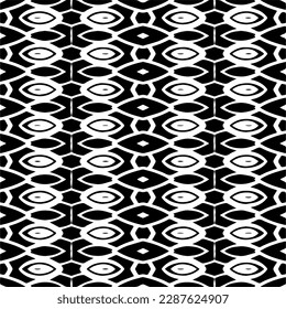 Patrones abstractos en blanco y negro.Patrón de repetición monocromo sin foco para páginas web, texturas, tarjetas, afiches, tejidos, textiles.