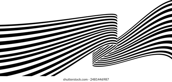 Rayas de línea de perspectiva abstracta en blanco y negro.