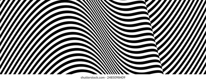 Black and white abstract perspective line stripes. copy space