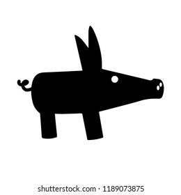 Black and White Abstract Pig Icon