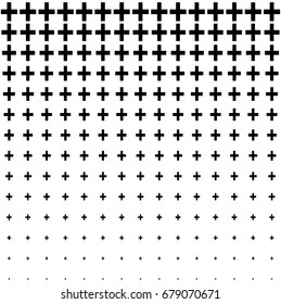 Black And White Abstract Plus Sign Seamless, Pattern Background.
