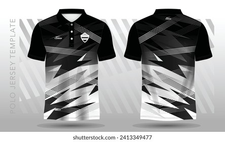 black and white abstract polo jersey sport design
