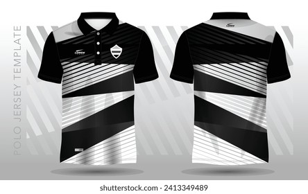 black and white abstract polo jersey sport design