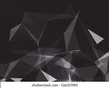Black and White Abstract Polygonal Space Background with Connecting Dots and Lines | EPS10 Vector Illustration