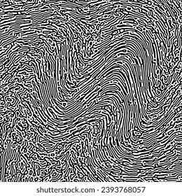 Black and white abstract poster design with Turing pattern wavy lines. Liquid lines for banner, flier, invitation, cover, business card. Vector illustration