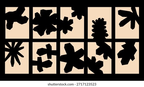 Conjunto de póster abstracto en blanco y negro con Formas orgánicas audaces. Arte gráfico mínimo para interiores modernos, diseño editorial y branding