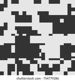 Black and White Abstract Rectangles Graphic Art, Rounded Rectangles Art Background, Black and White Background, Pixel Art Design Element, Digital Camouflage