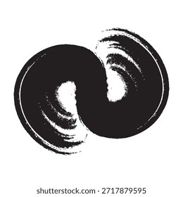 Una representación abstracta en blanco y negro del símbolo Yin Yang creado con una textura de trazo de pincel áspero.