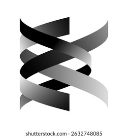 Um logotipo de fita abstrata preto e branco ideal para tecnologia, marca moderna e identidade corporativa mínima