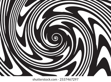 Black and white abstract rotated lines.vortex form. Geometric art. Design element. Digital image with a psychedelic stripes.Design element for prints, web, template