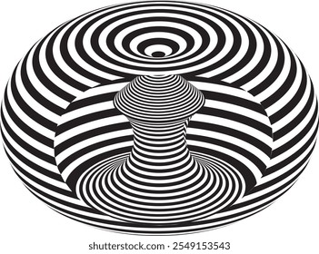 Forma abstrata preta e branca de lines.vortex rotacionado. Elemento de design geométrico. Imagem digital com um elemento stripes.Design psicodélico para impressões, web, modelo 
