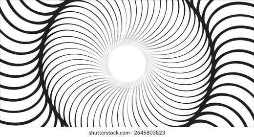 Black and White Abstract Rotating Pattern with a Spiral Design