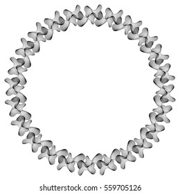 Black and white abstract round frame. Copy space. Guilloche border for certificate or diploma, isolated. Vector clip art.