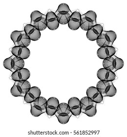 Black and white abstract round frame. Copy space. Guilloche border for certificate or diploma, isolated. Vector clip art.
