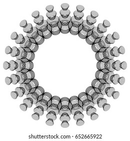 Black and white abstract round frame. Copy space. Guilloche border for certificate or diploma, isolated. Vector clip art.
