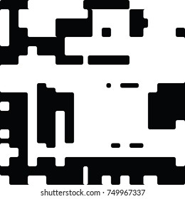 Black and White Abstract Rounded Rectangles Graphic Art, Rounded Rectangles Art Background, Black and White Background, Pixel Art Design Element, Digital Camouflage