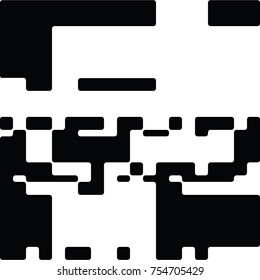 Black and White Abstract Rounded Rectangles Graphic Art, Rounded Rectangles Art Background, Black and White Background, Pixel Art Design Element, Digital Camouflage