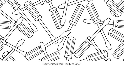 black white abstract screwdriver seamless pattern