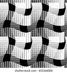 Black and white abstract seamless background. Halftone circles, halftone dot pattern. Repeating geometric tiles. Vector clip art.