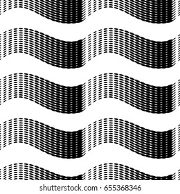 Black and white abstract seamless background. Halftone circles, halftone dot pattern. Repeating geometric tiles. Vector clip art.
