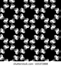 Black and white abstract seamless background. Halftone circles, halftone dot pattern. Repeating geometric tiles. Vector clip art.