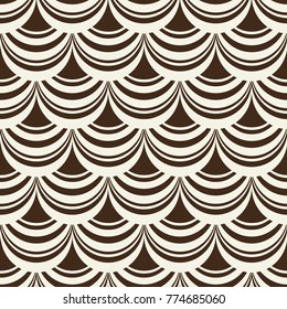 Black and white abstract seamless background with monochrome pattern consisting from identical repetitive elements similar pelmet flat vector illustration